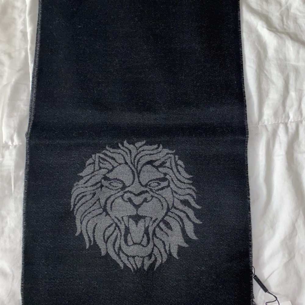 NEW Balmain Scarf with Logo and Lion